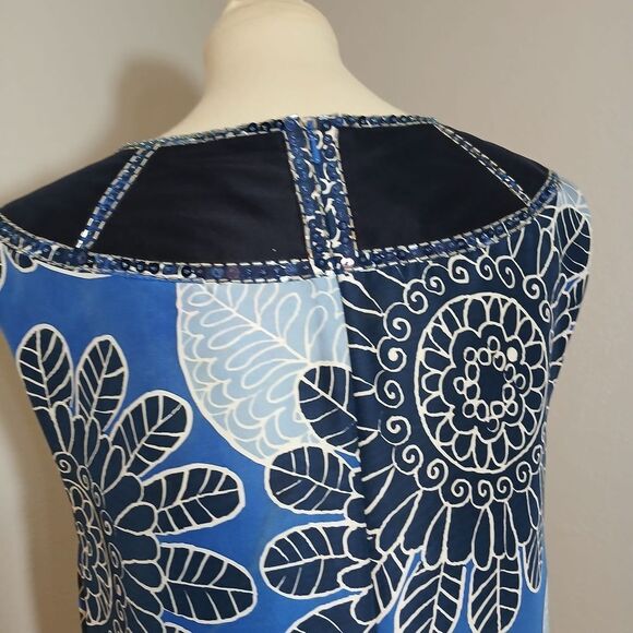 Tory Burch Blue Sheath Midi Dress Size 12 - Picture 11 of 14